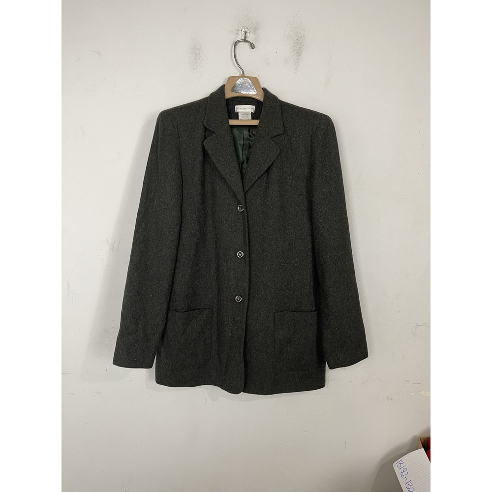 Worthington Womens Blazer Overcoat 12 Tall Olive Green Wool Twee Old Money Fall
